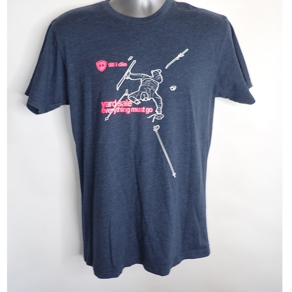 Till I Die Men's Yard Sale Everything Must Go Skiing T-Shirt Navy Blue Size M